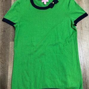 Lilly Pulitzer Vibrant Green Tee with Navy Trim
